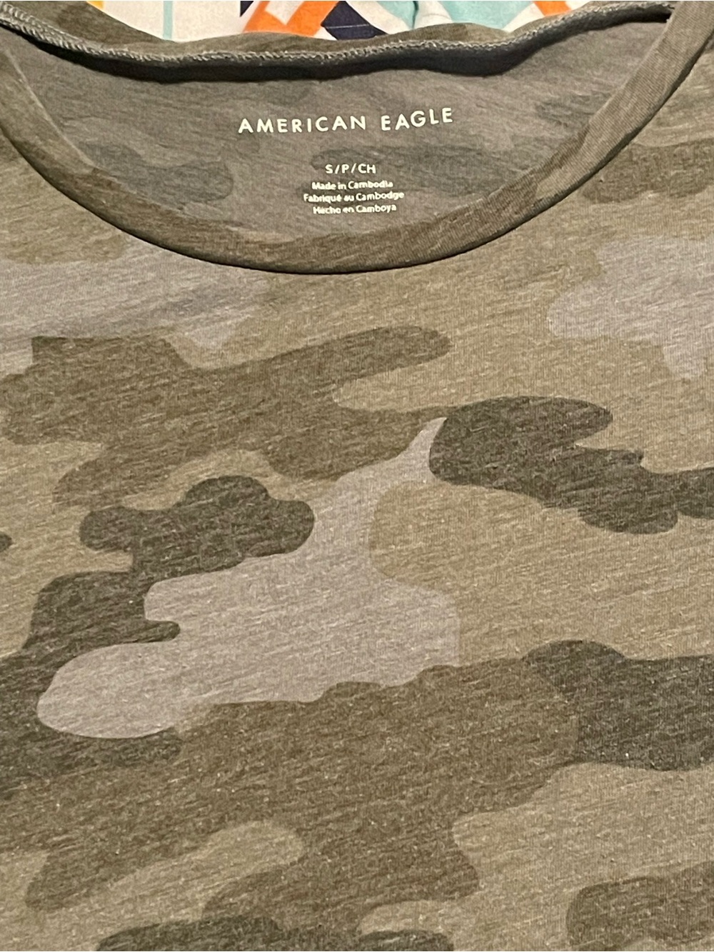 American Eagle Outfitters Olive & Gray Camo Short Sleeve Tee